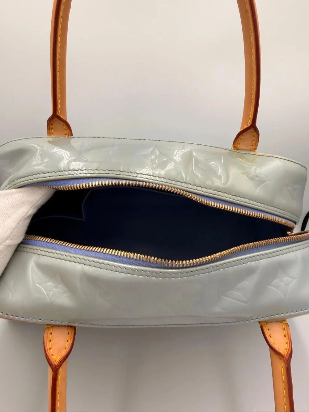 LV Tompkins Square — Vernis Leather Blue